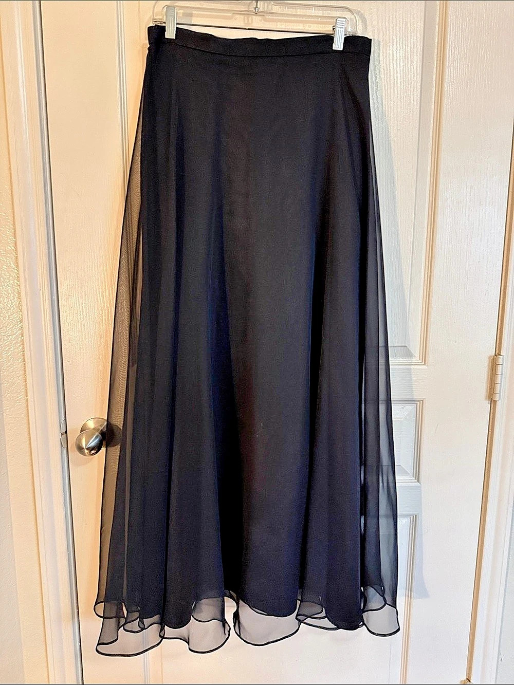 Vintage 1990s After Dark Evening Wear Skirt in Black Chiffon Size 14